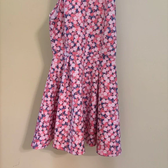 Floral Sleeveless Dress. Pink and Blue - Picture 9 of 17